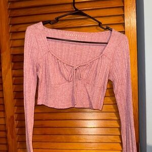 Aeropostale Pink Ribbed Crop Sweater
